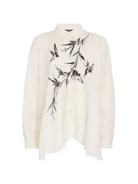 High Thank You Bird-Ramage printed asymmetric-hem shirt