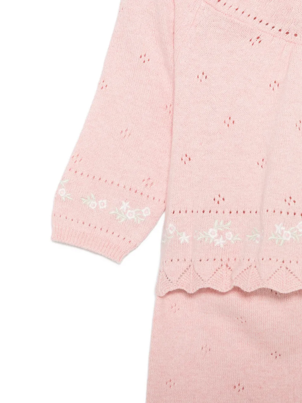 Tartine Et Chocolat Pointelle gebreide pyjama met geborduurde bloemen Roze
