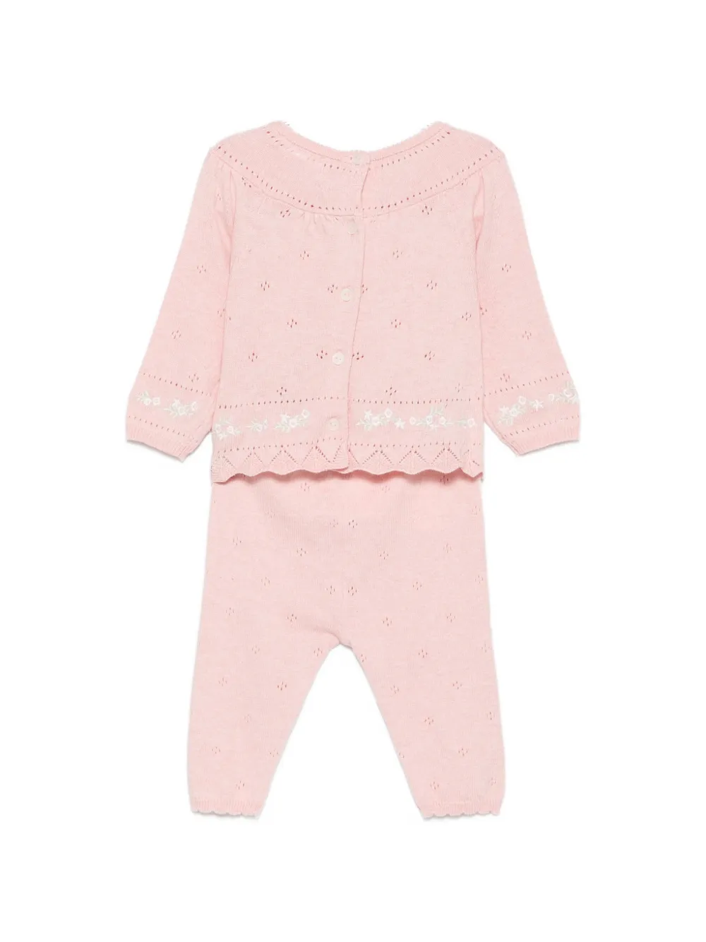 Tartine Et Chocolat Pointelle gebreide pyjama met geborduurde bloemen Roze