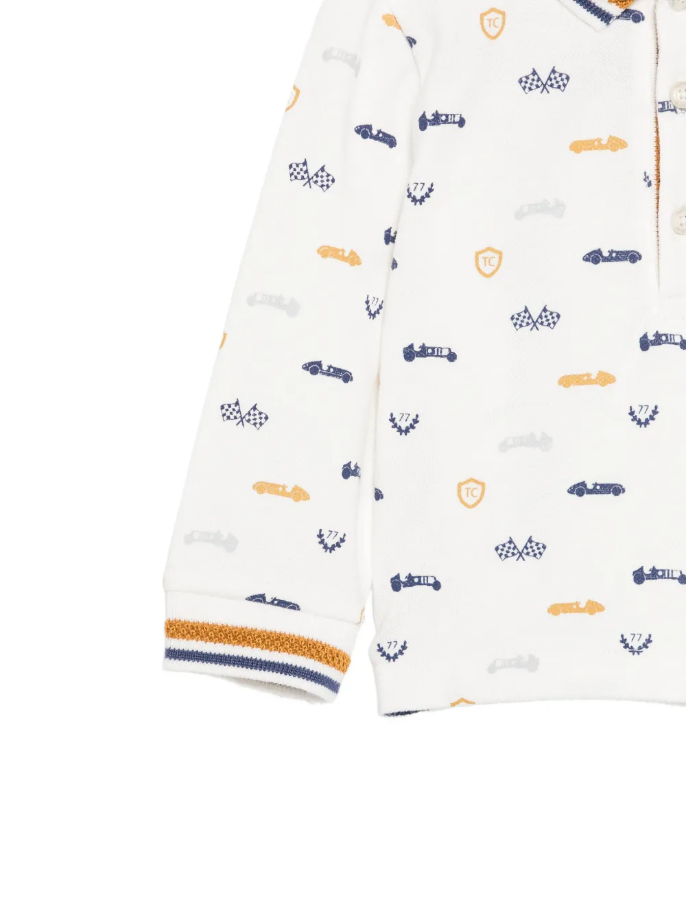 Tartine Et Chocolat Poloshirt met autoprint en lange mouwen Wit