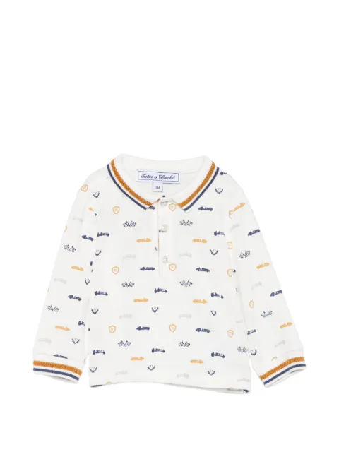 Tartine Et Chocolat car-print long-sleeve polo shirt