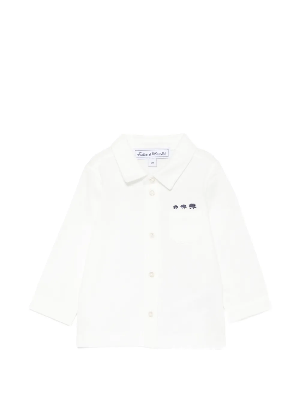 Tartine Et Chocolat hedgehog-embroidered long-sleeved shirt - Bianco
