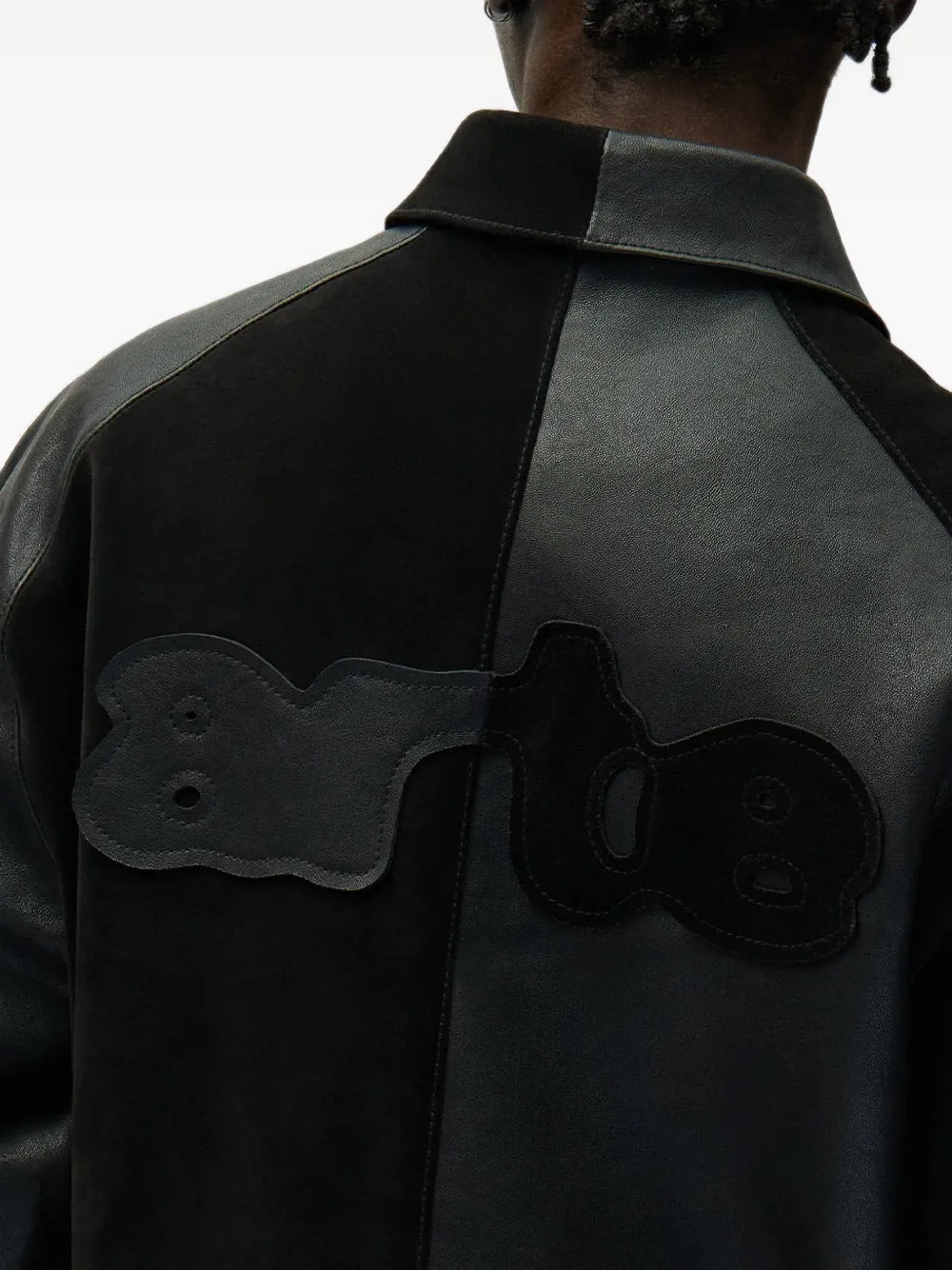 Arte Antwerp Leren jack met vlakken en logo-patch Zwart
