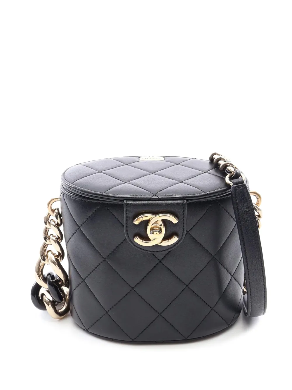 CHANEL Pre-Owned Trousse Elegant mini in pelle di agnello trapuntata con catena 2019 - Nero