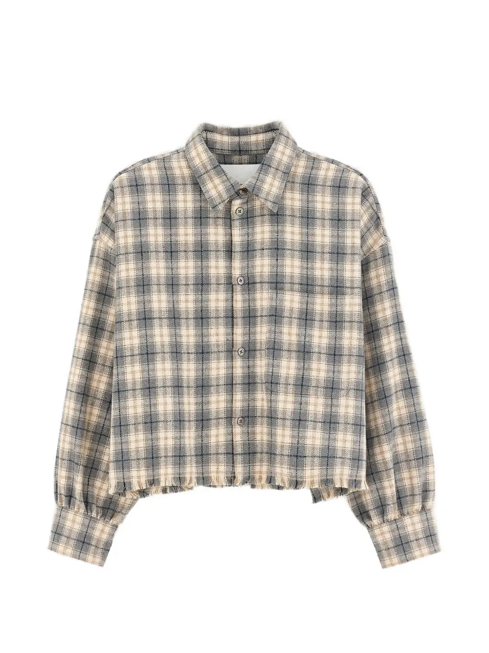 Bellerose Jonnie Check Frayed-hem Shirt In Grey