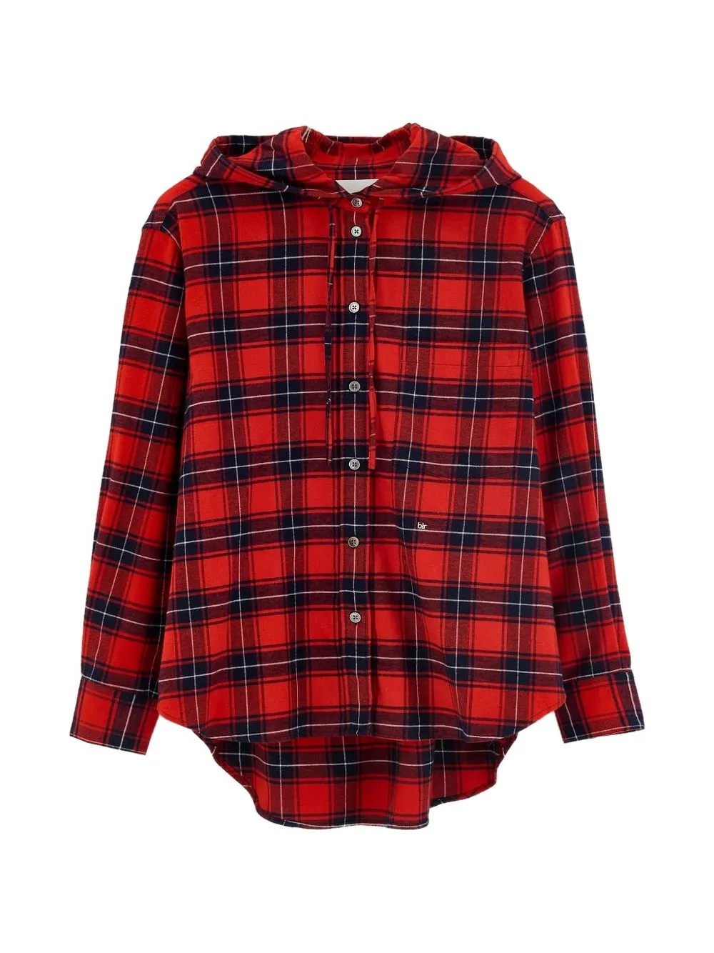 Bellerose Check Hooded Shirt In Red