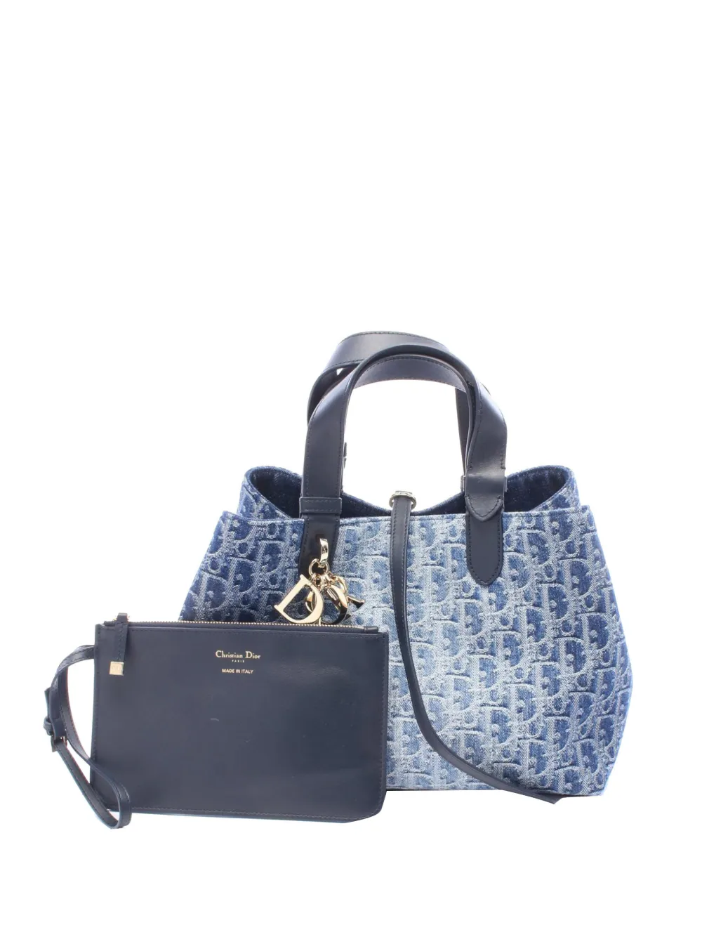 Christian Dior Pre-Owned 2000-2026 mittelgroße Oblique Toujours Tote Bag aus Denim - Blau