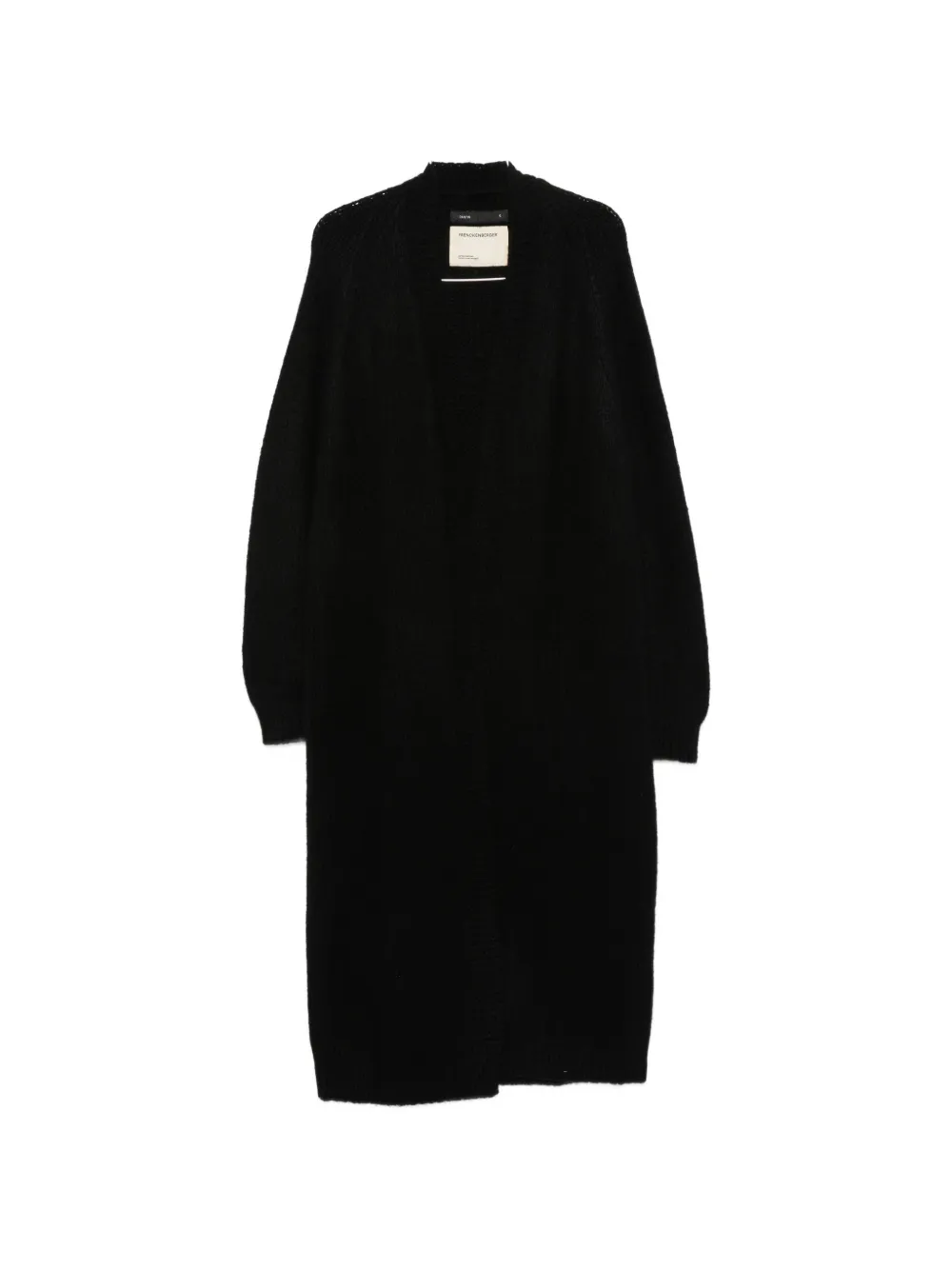 Frenckenberger Ribbed-knit Long-line Cardigan In Black