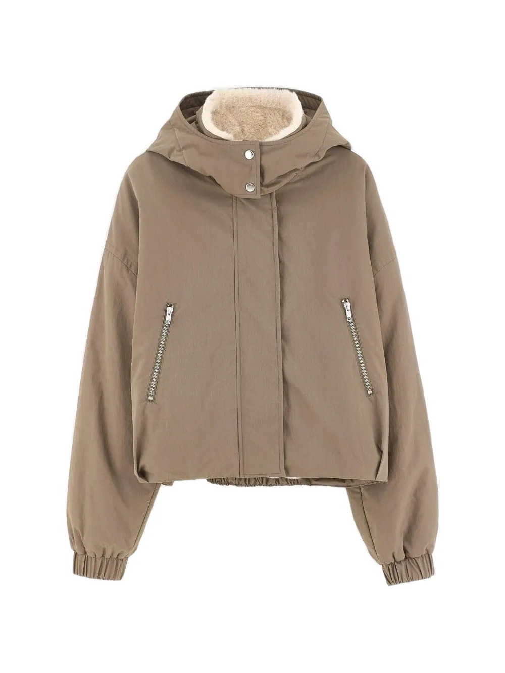 Bellerose Herna Hooded Faux-fur Collar Jacket In Brown