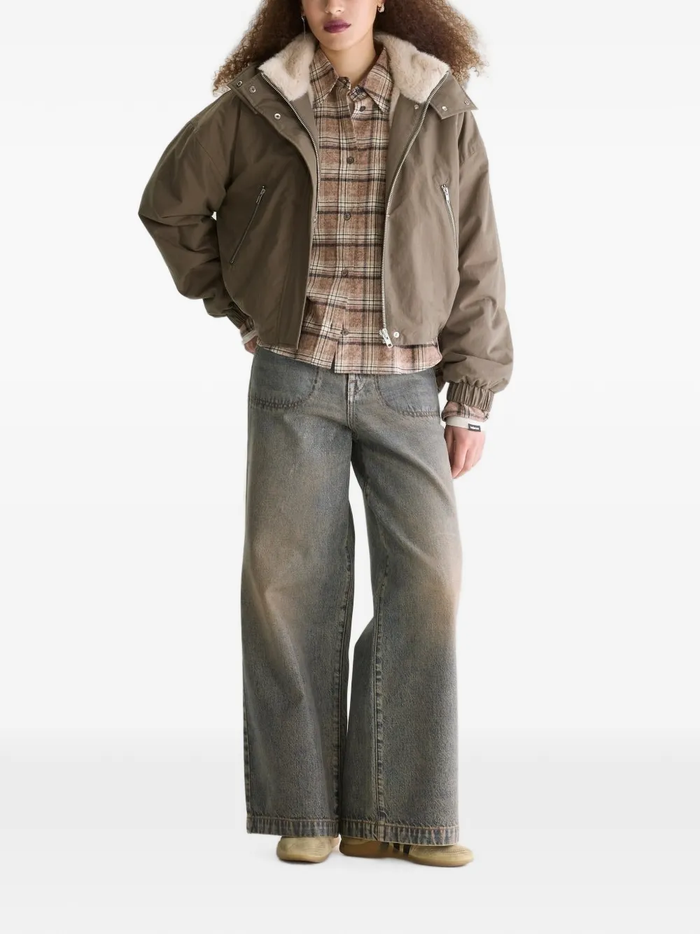 Bellerose Herna jack met kraag van imitatiebont en capuchon Bruin