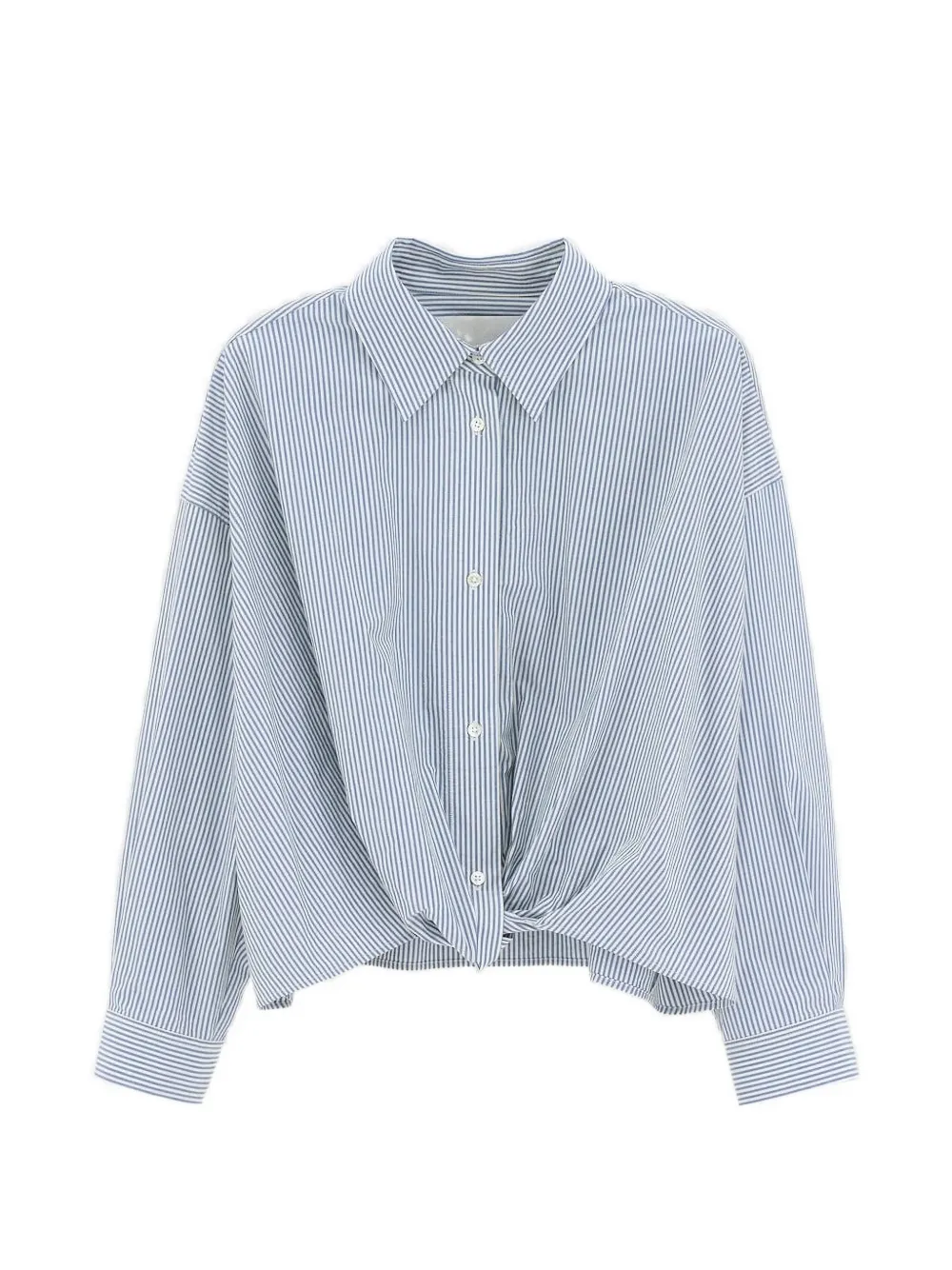 Bellerose Striped Twist-front Shirt In Blue