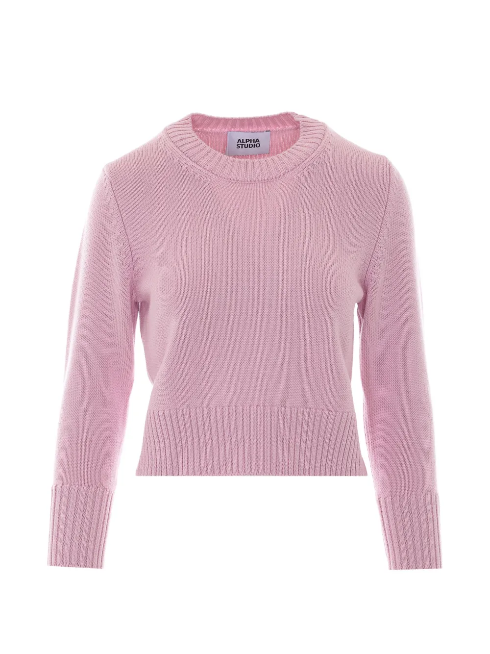 Alpha Studio Ribbed-trim Crew-neck Sweater In Pink