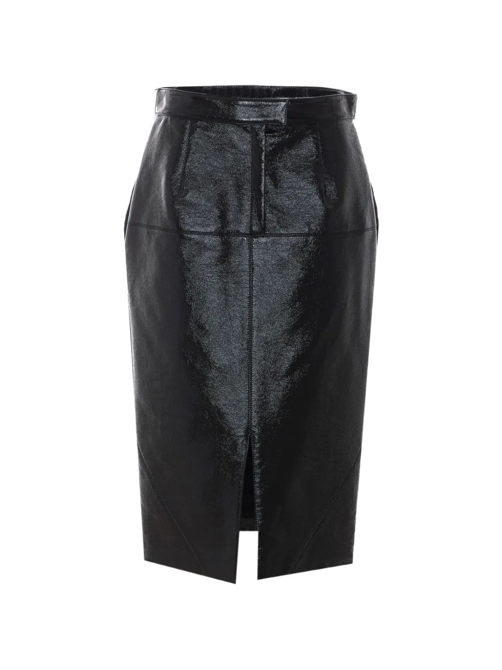 Lanvin vinyl-effect split-detail midi skirt - Nero