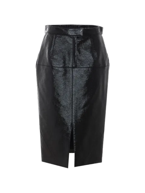 Lanvin vinyl-effect split-detail midi skirt