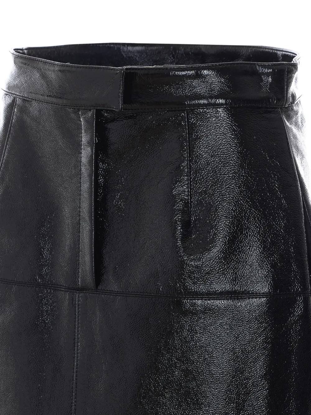 Lanvin vinyl-effect split-detail midi skirt Zwart