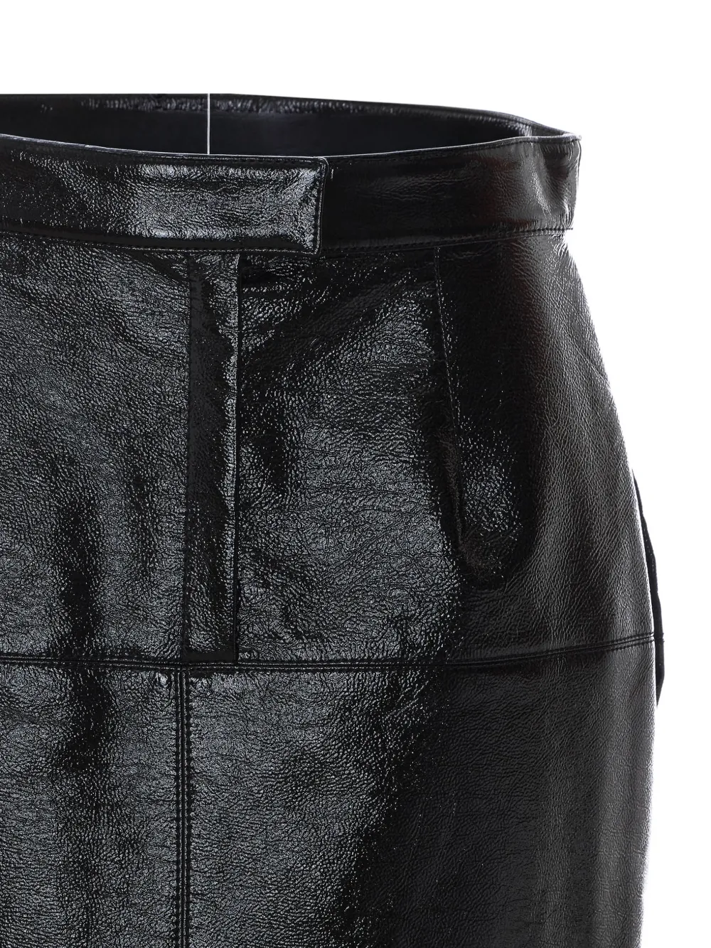 Lanvin vinyl-effect split-detail midi skirt Zwart