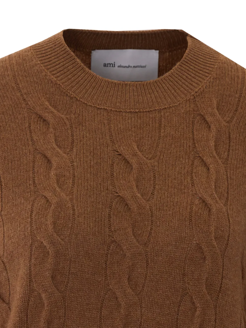 AMI Paris Kabelgebreide trui met Ami de Coeur Bruin