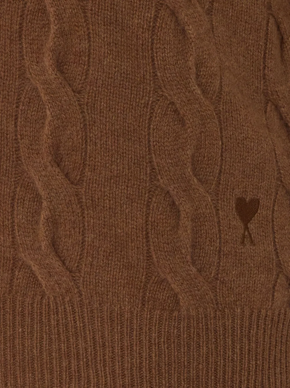AMI Paris Kabelgebreide trui met Ami de Coeur Bruin