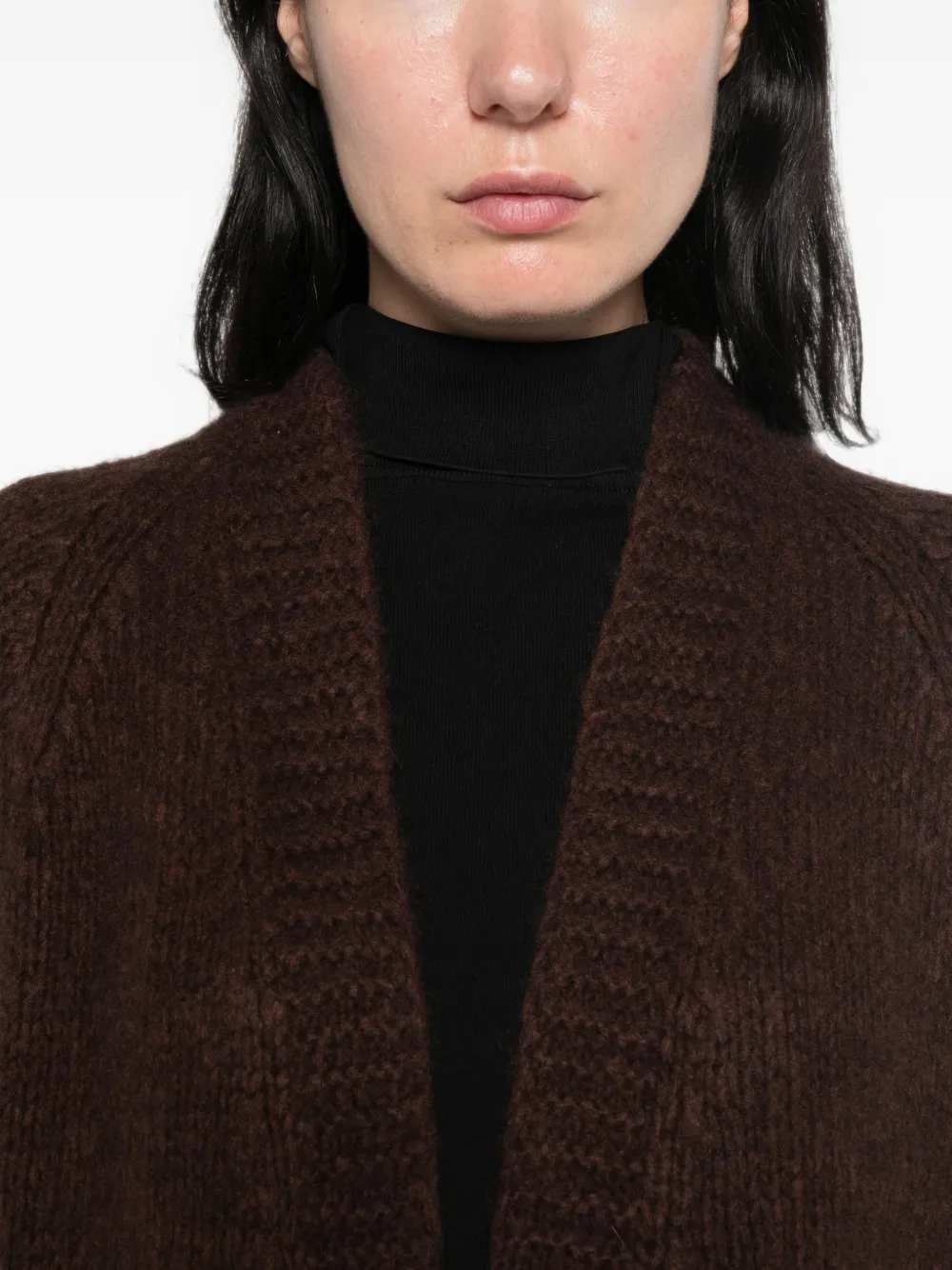 Frenckenberger Ribgebreid vest met open voorkant Bruin