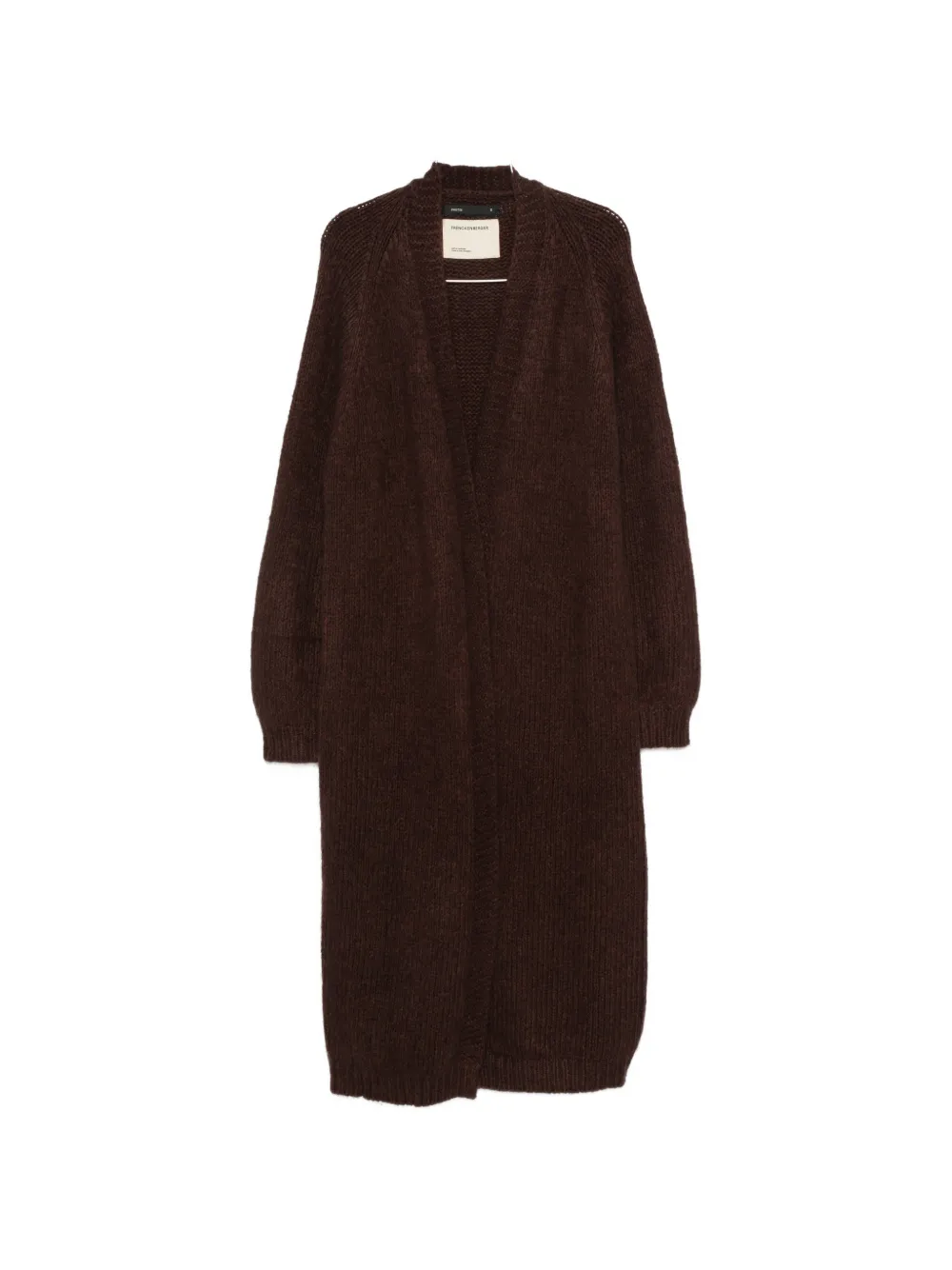 Frenckenberger Ribbed-knit Open-front Cardigan In 브라운