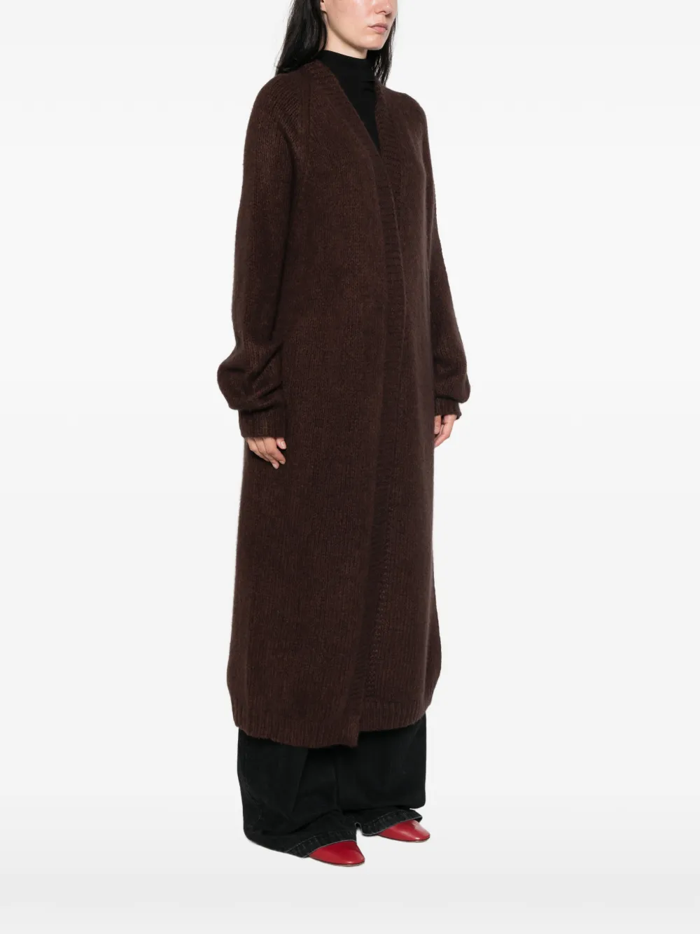 Frenckenberger Ribgebreid vest met open voorkant Bruin