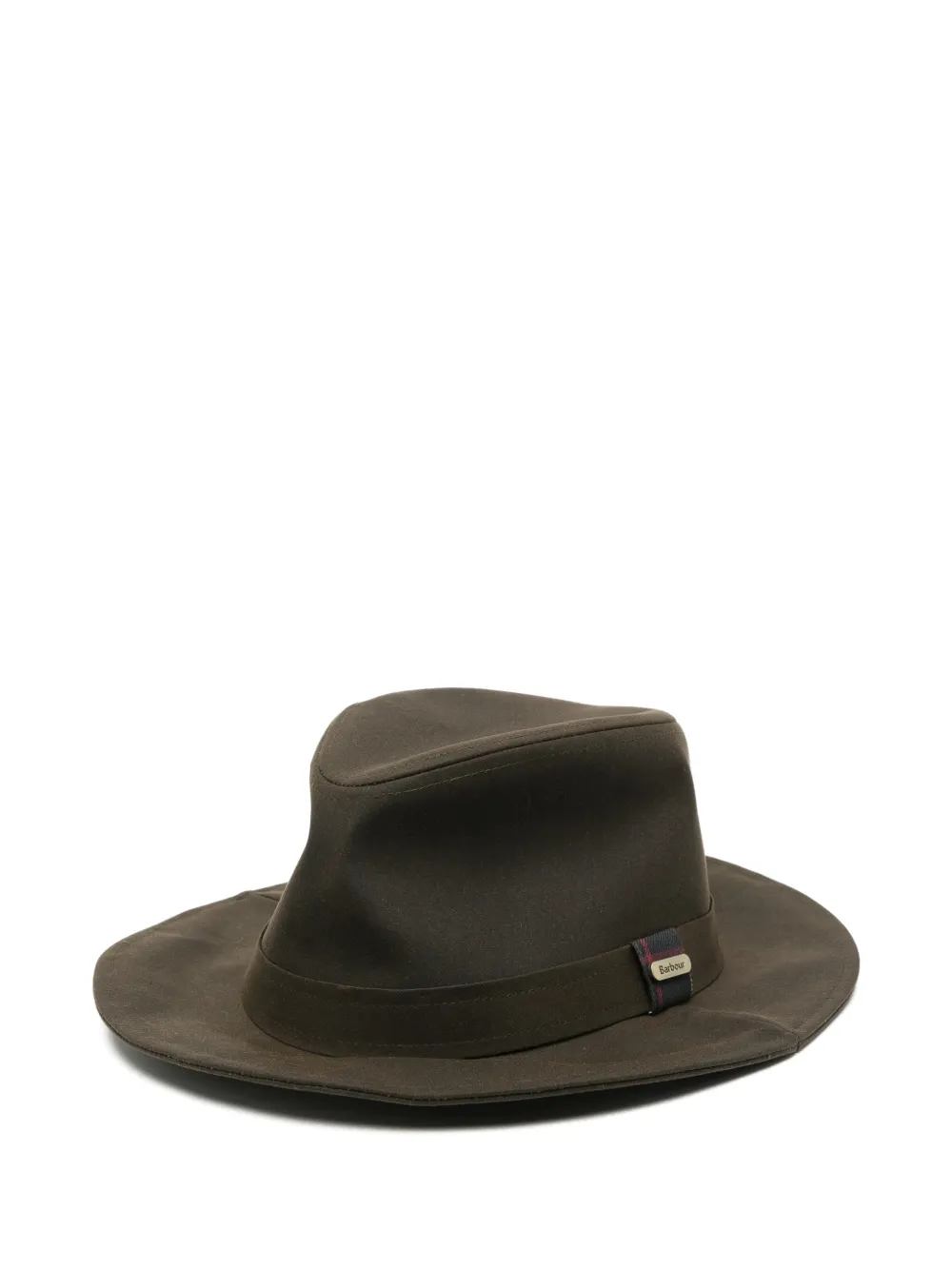 Barbour Bushman waxed tartan-trim hat - Marrone