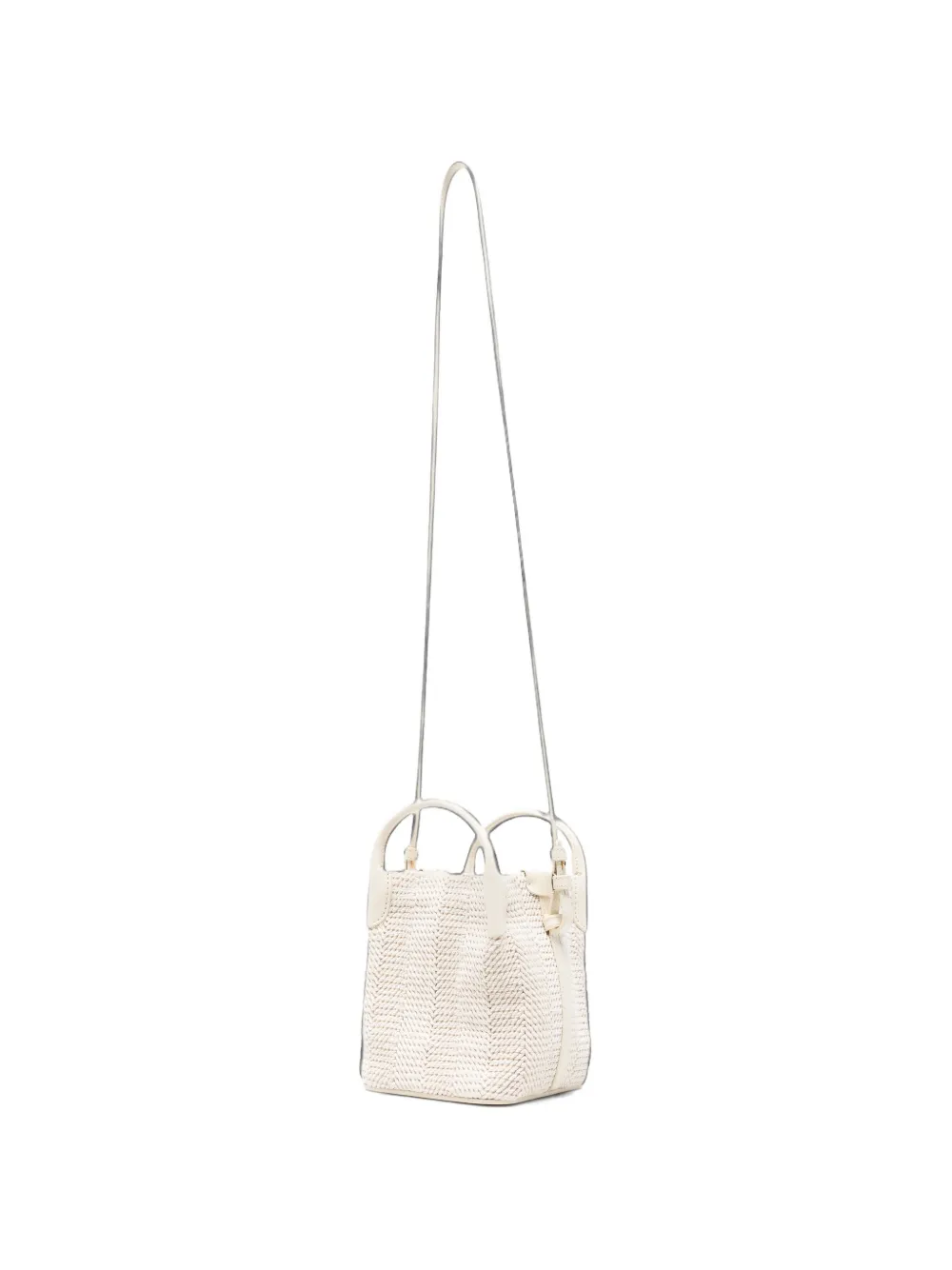 Loro Piana Micro Bale Woven Bucket Bag in Neutrals, view 3