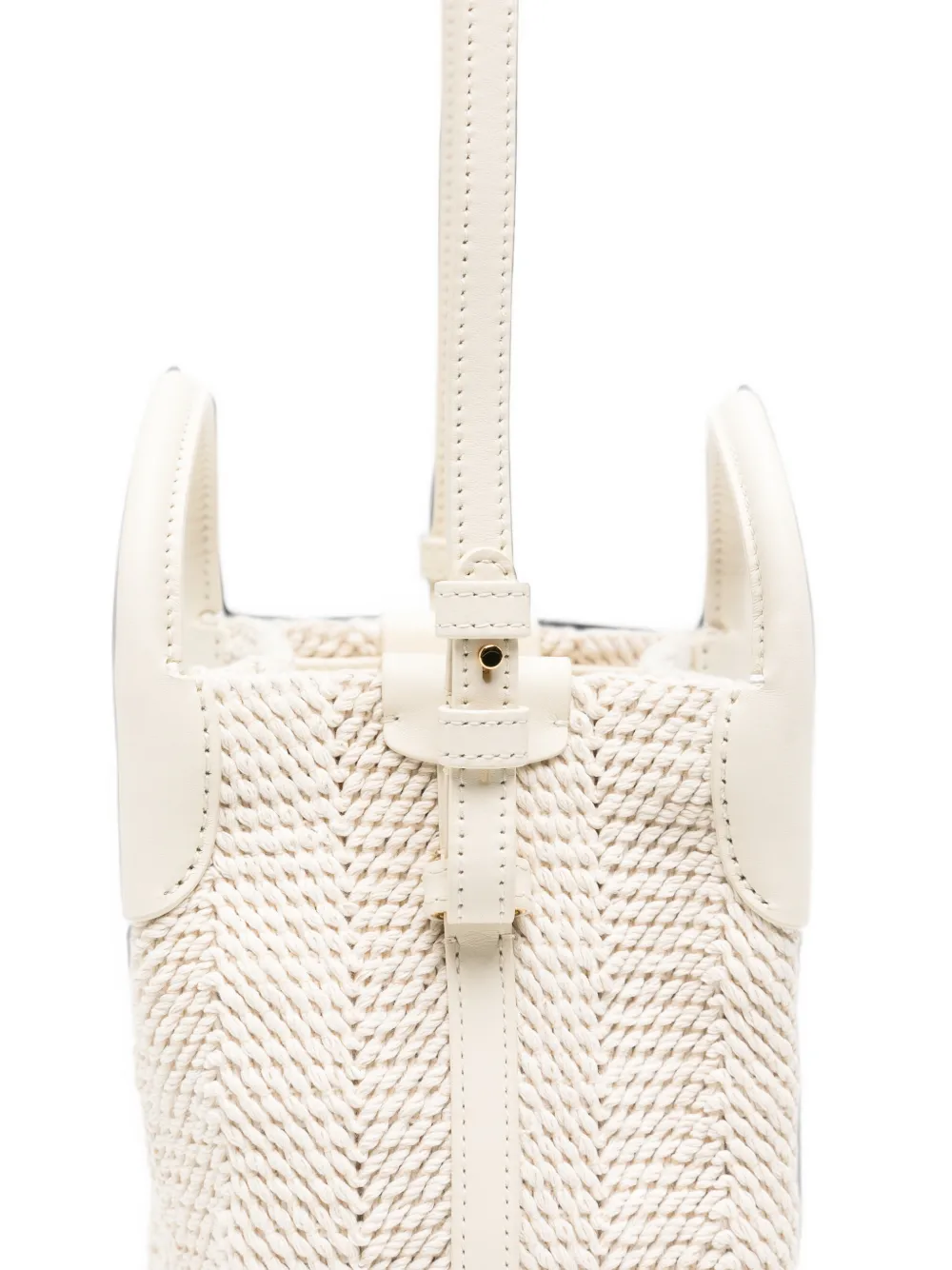 Loro Piana Micro Bale Woven Bucket Bag in Neutrals, view 4