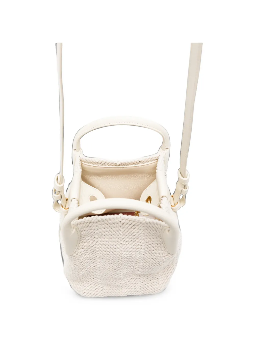 Loro Piana Micro Bale Woven Bucket Bag in Neutrals, view 5