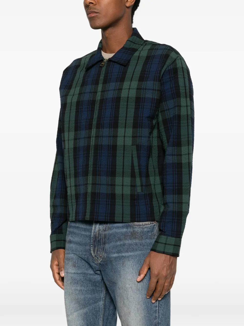 JW Anderson check-pattern front-zip jacket Groen