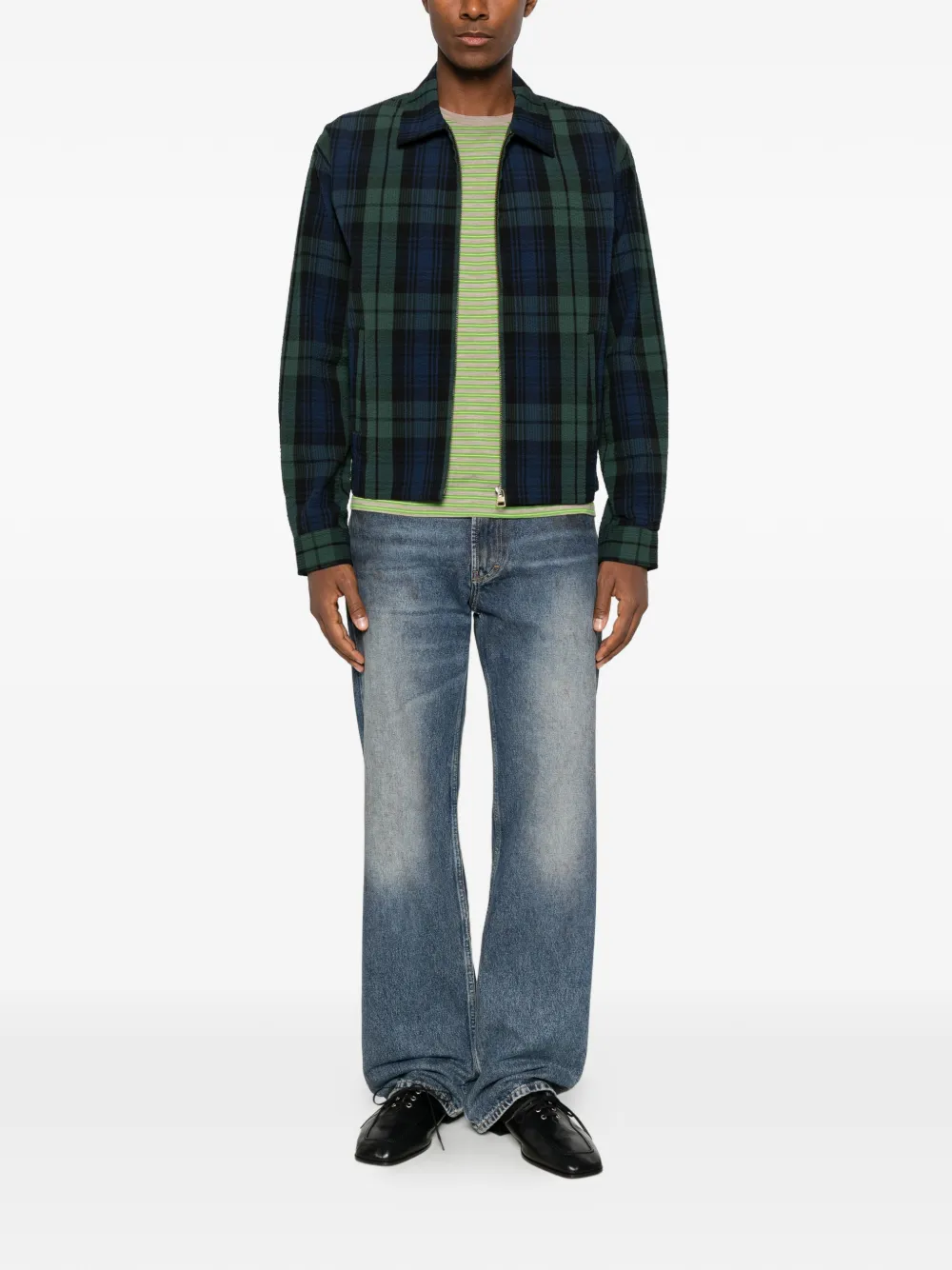 JW Anderson check-pattern front-zip jacket Groen