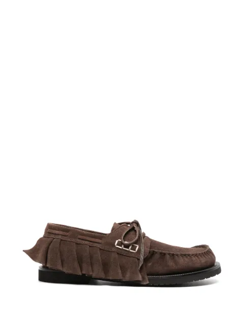 JW Anderson mocassins en daim à volants en marron chocolat
