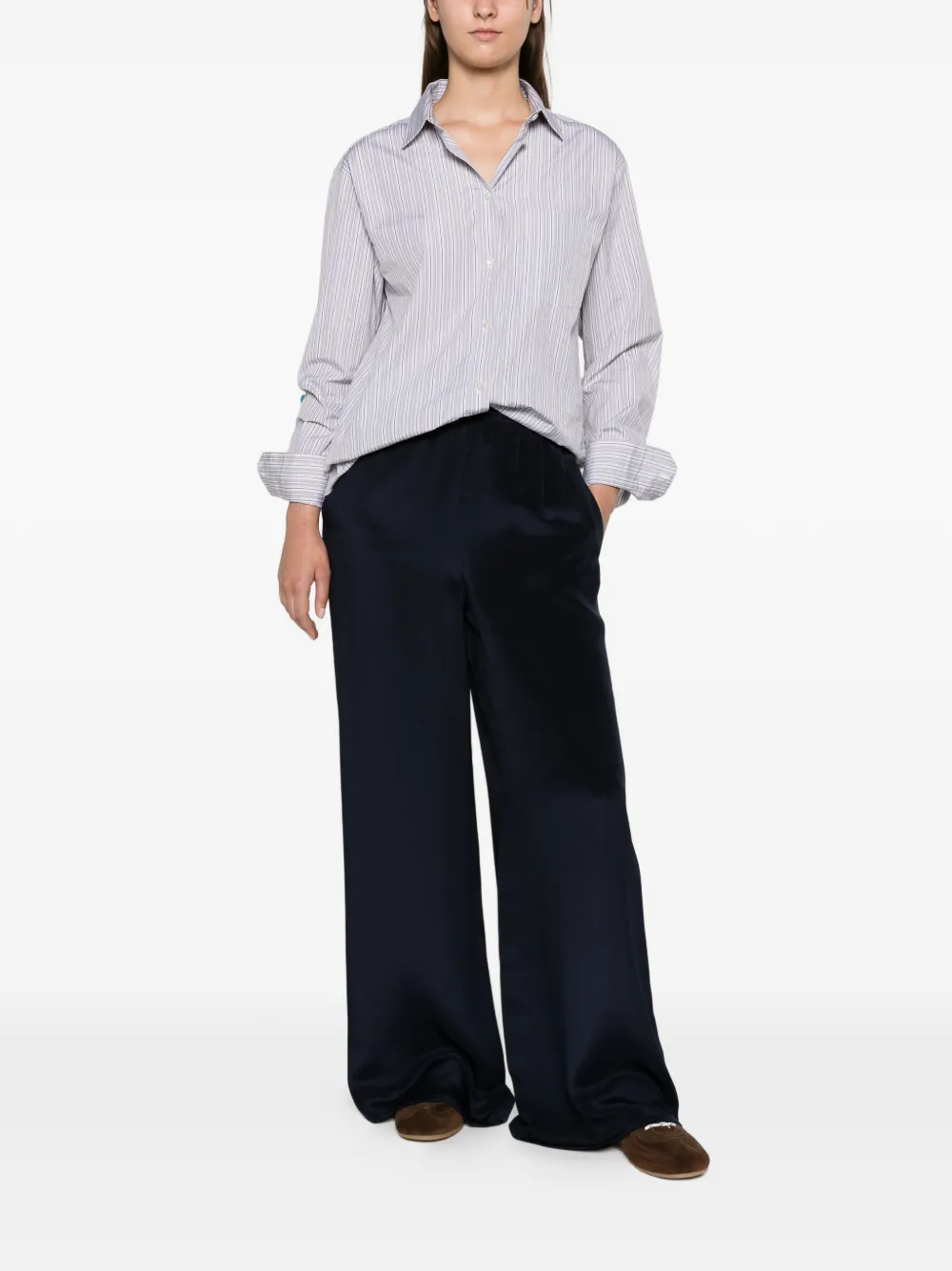 Max Mara relaxed-fit heavy silk trousers ultramarine Blauw