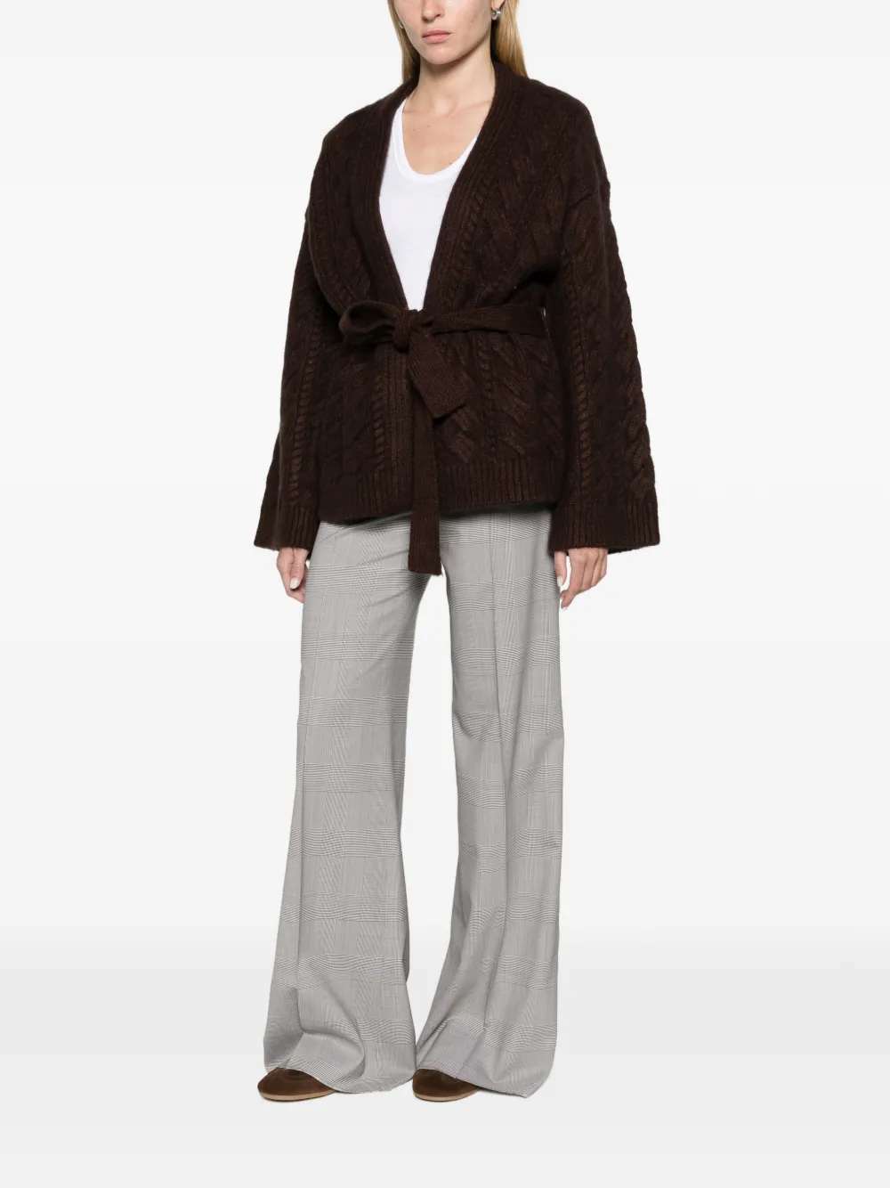 Max Mara Glen plaid wool trousers olive green Groen