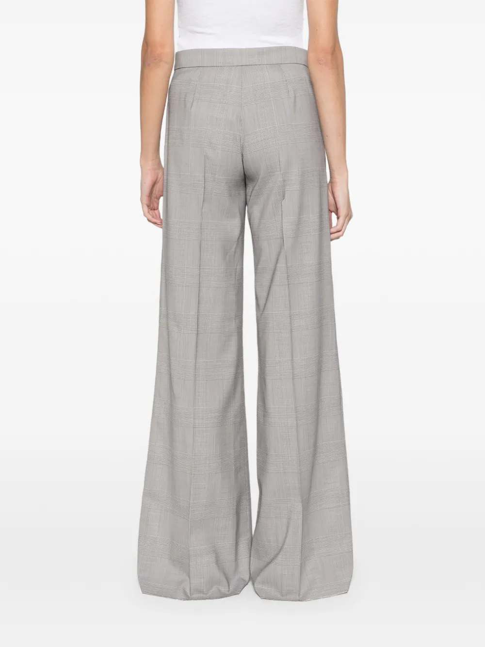 Max Mara Glen plaid wool trousers olive green Groen