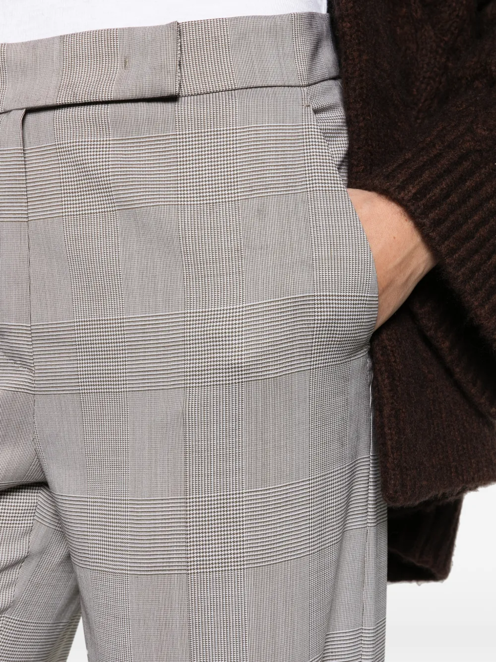 Max Mara Glen plaid wool trousers olive green Groen
