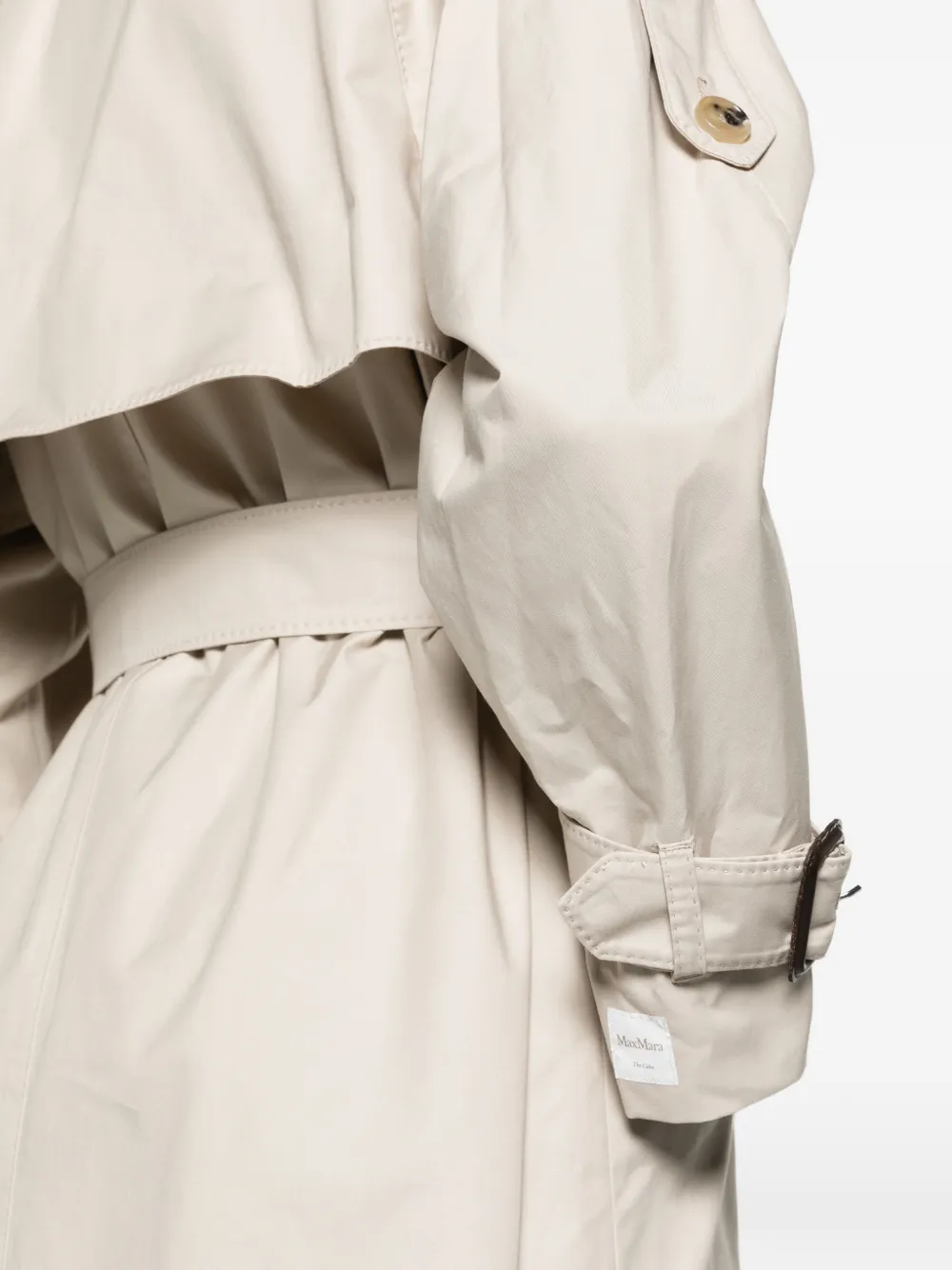 Max Mara long double-breasted trench coat in water-repellent cotton beige