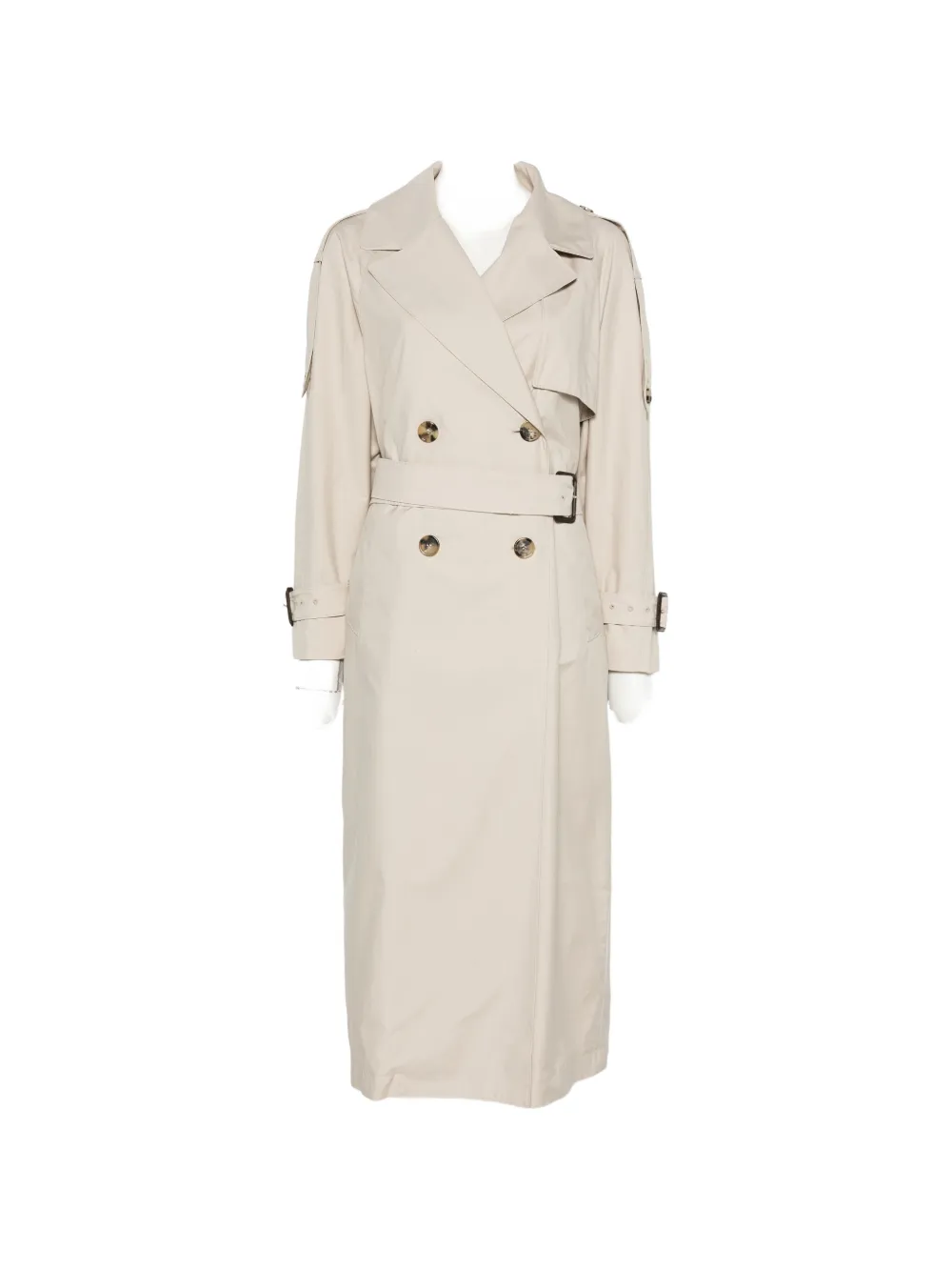Max Mara long double-breasted trench coat in water-repellent cotton - beige - Toni neutri