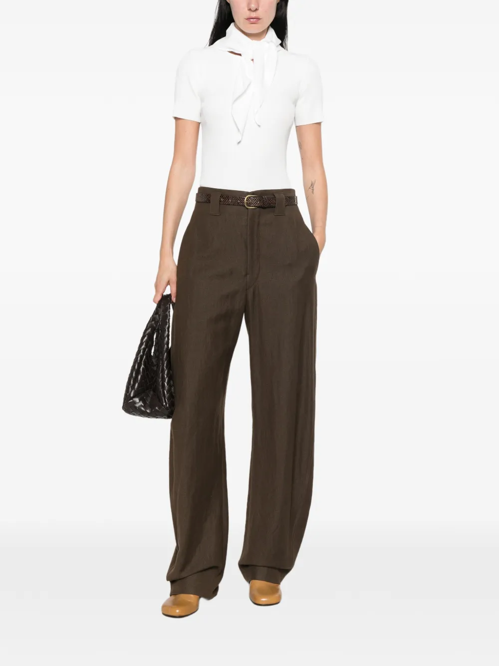 Max Mara Top met korte mouwen en sjaaldetail Wit