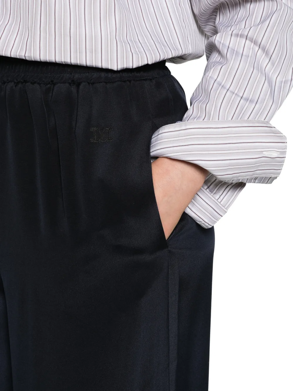 Max Mara relaxed-fit heavy silk trousers ultramarine Blauw