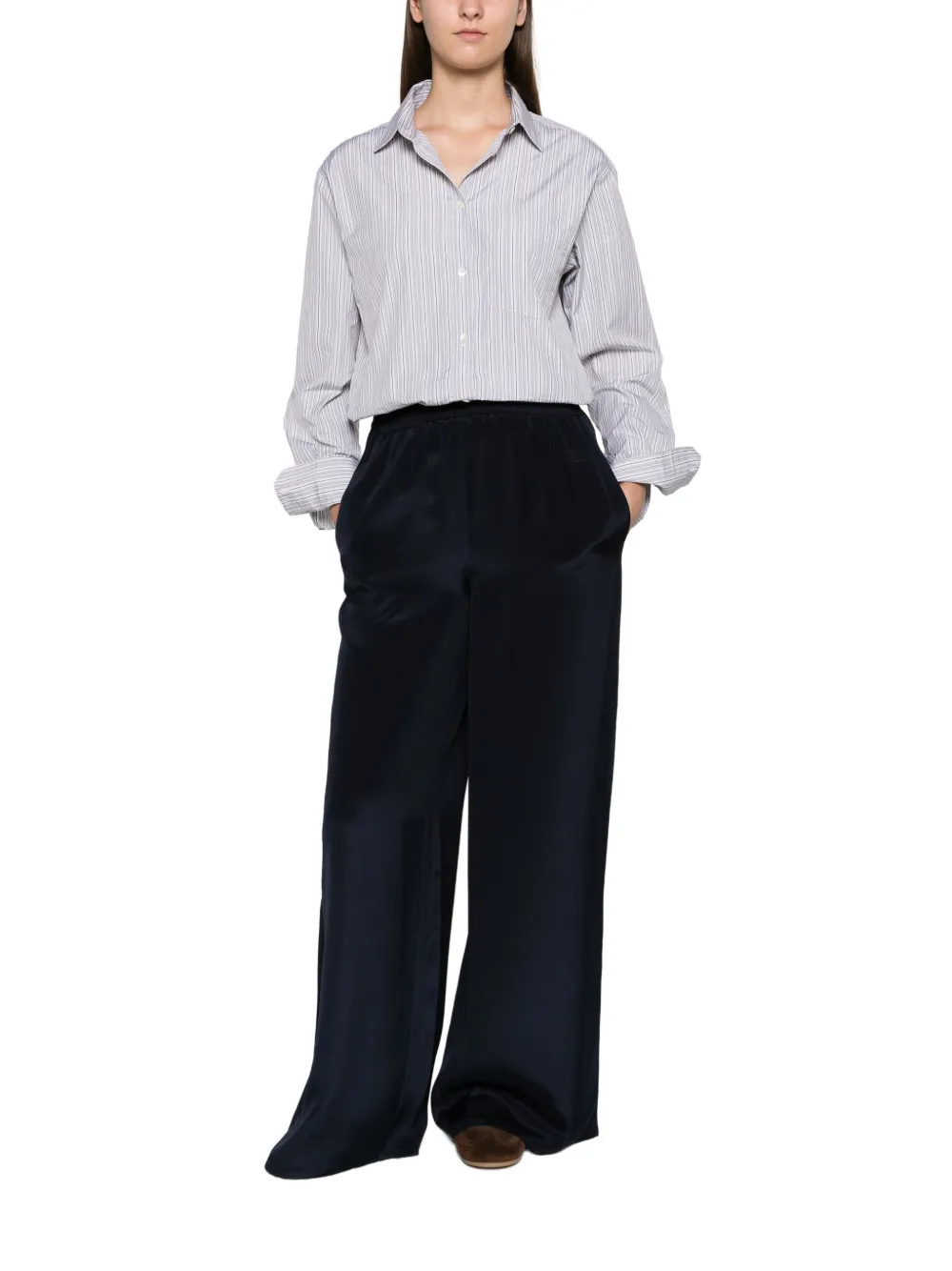 Max Mara relaxed-fit heavy silk trousers ultramarine Blauw