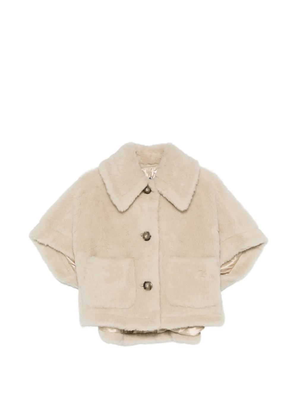 Max Mara alpaca and wool Teddy fabric boxy cape - beige - Nude