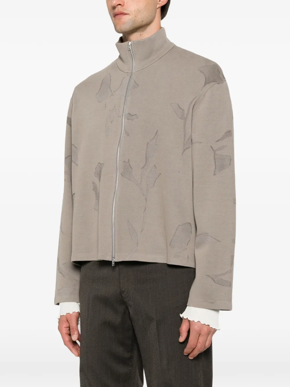 OUR LEGACY Shrunken sweater met bloemen-print en rits Bruin