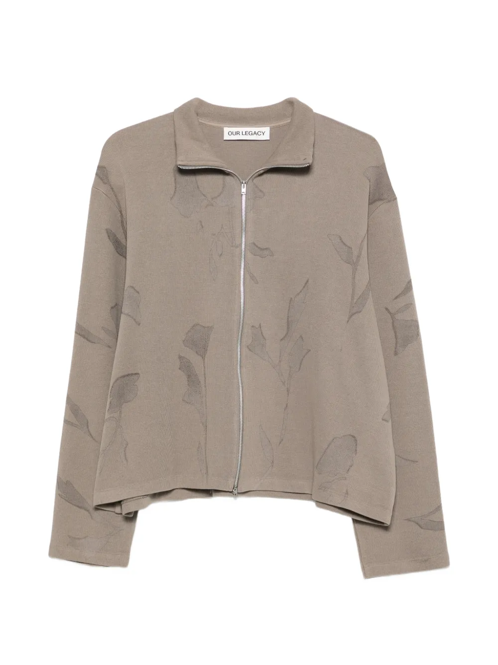 OUR LEGACY Shrunken floral-print zip-up sweatshirt - Marrone