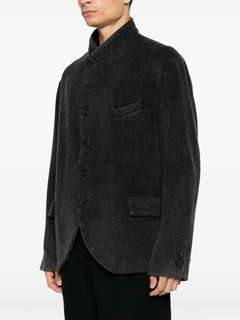 Avant Toi Button-up blazer met hoge hals Grijs