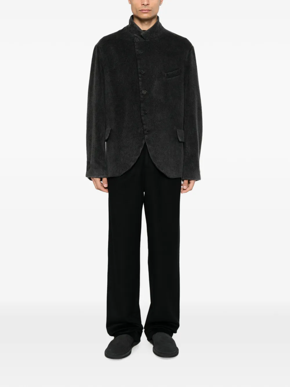 Avant Toi Button-up blazer met hoge hals Grijs