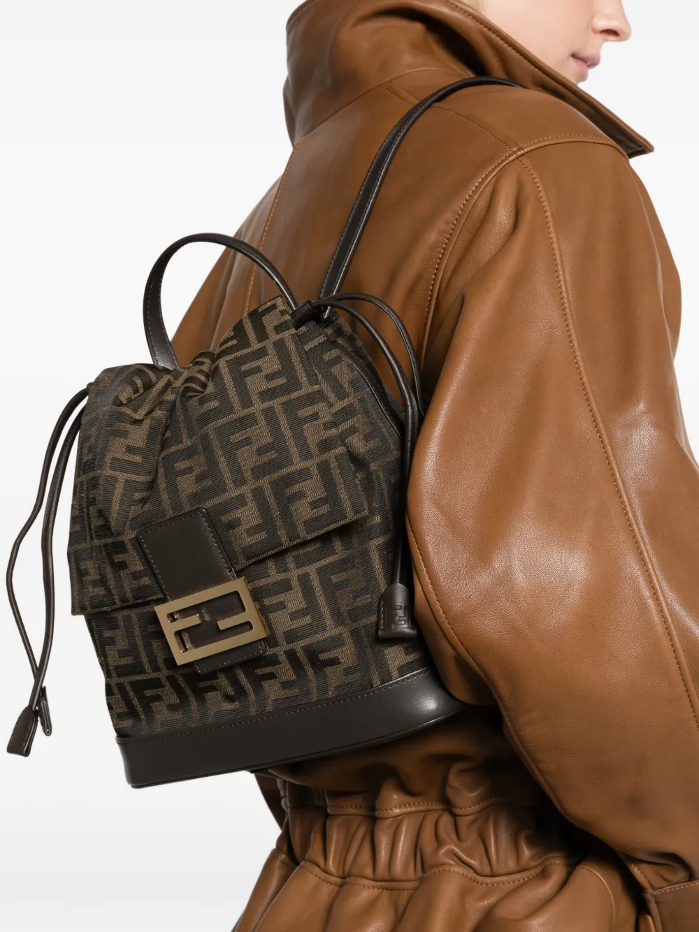 FENDI brown FF jacquard fabric backpack Bruin