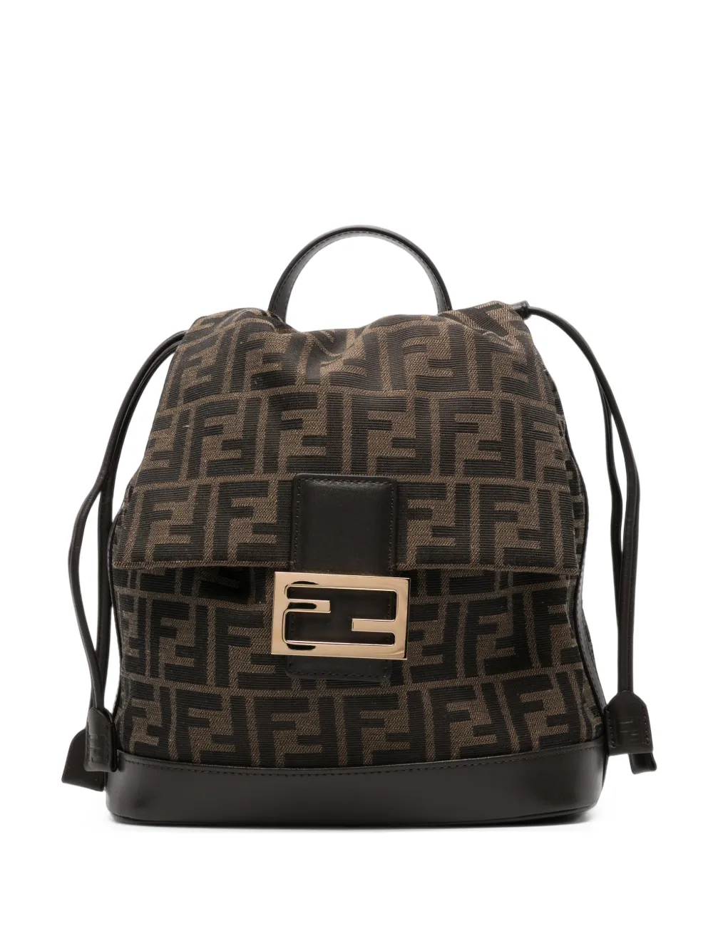 FENDI brown FF jacquard fabric backpack - Marrone