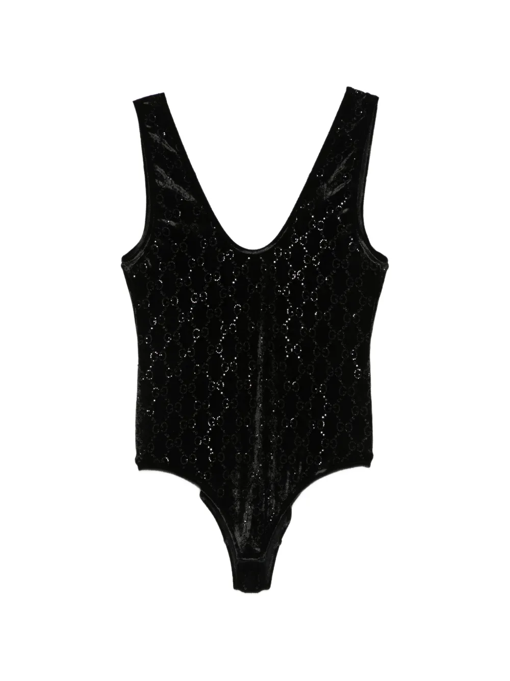 Gucci chenille bodysuit with GG crystals - Nero
