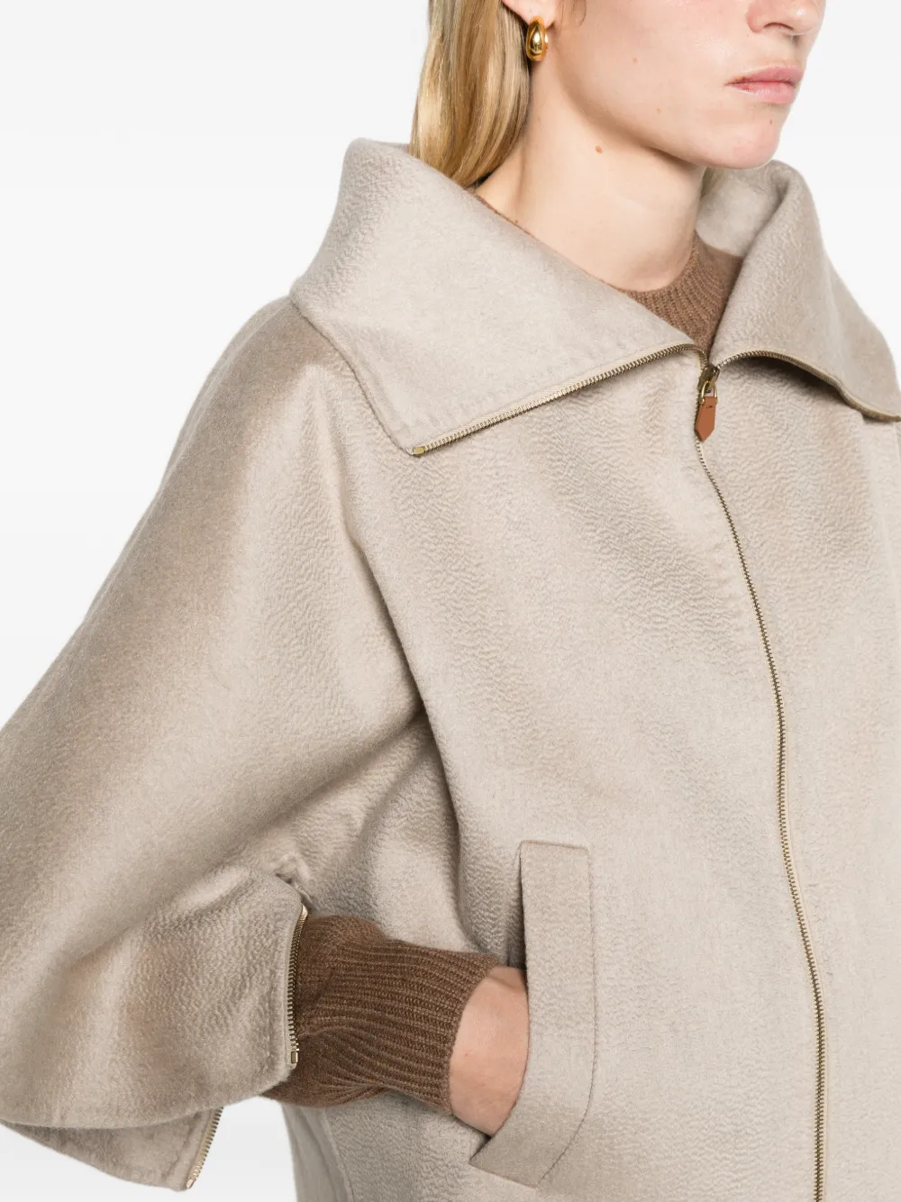 Max Mara double cashmere cropped coat Beige